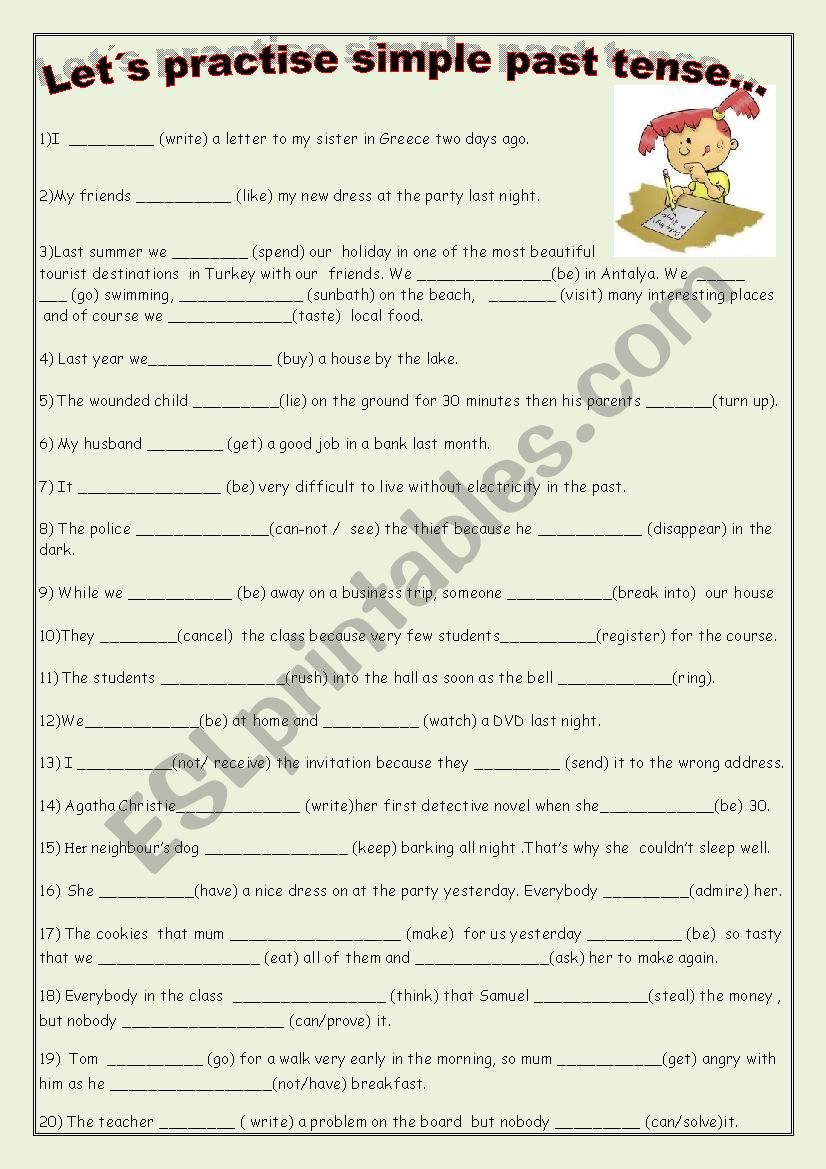 past simple practice worksheet