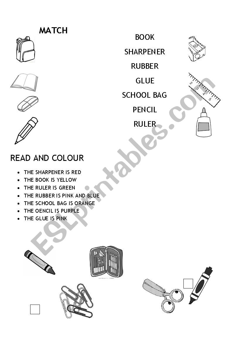 School Supplies worksheet