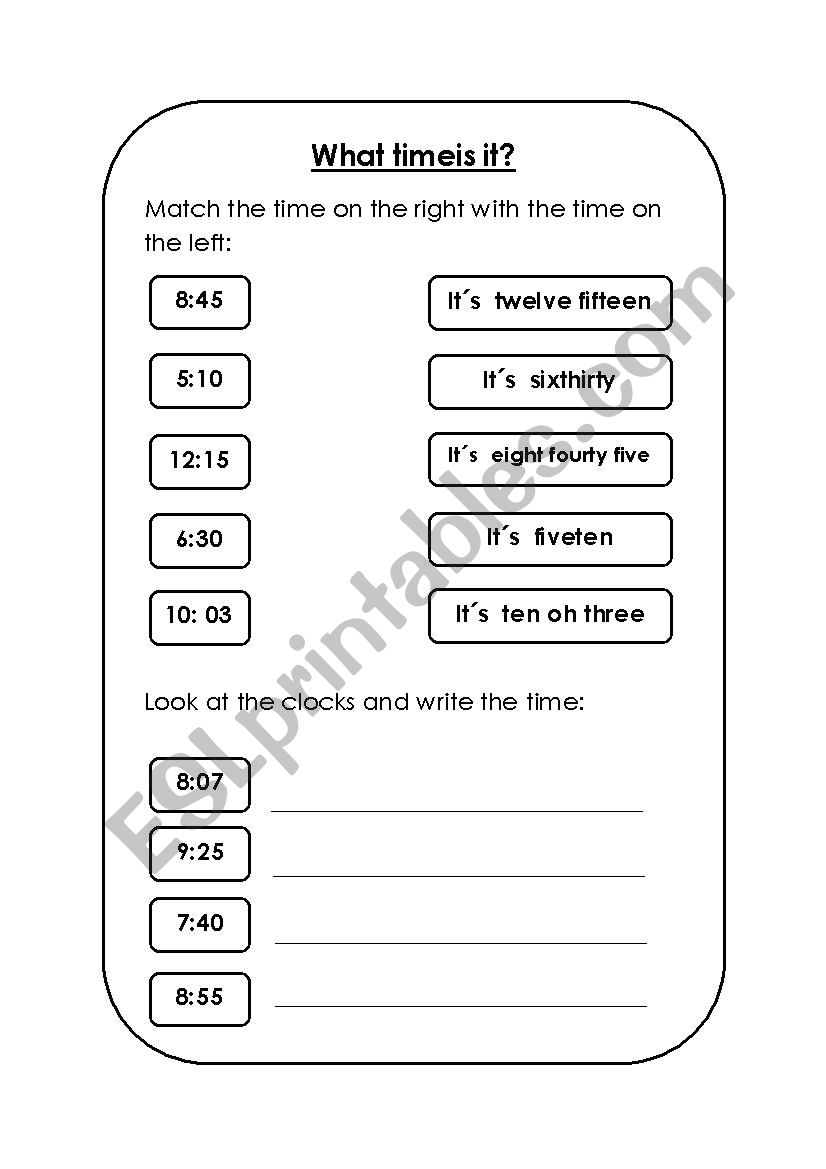 What time is it? worksheet