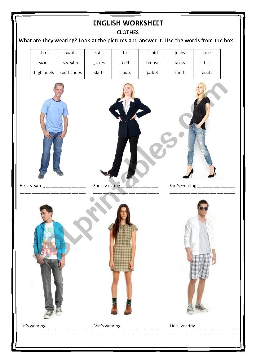 Clothes worksheet