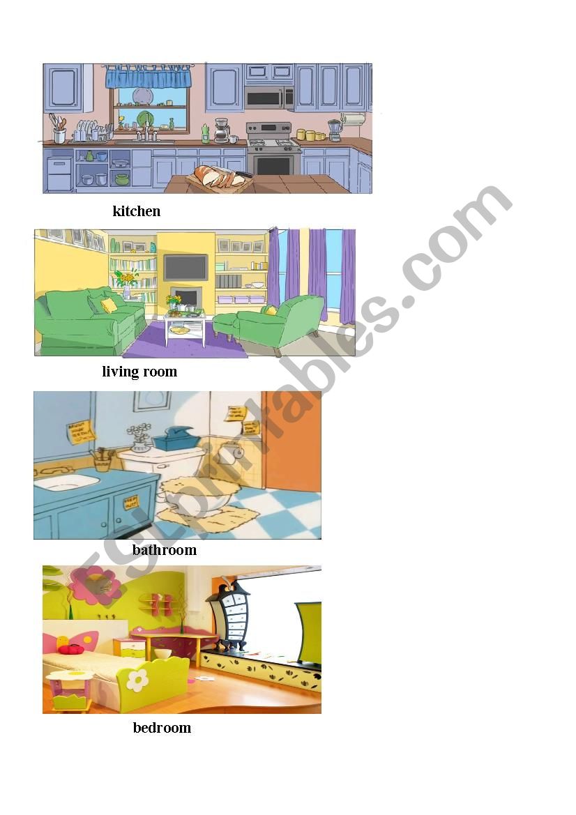 Rooms in the house.  worksheet