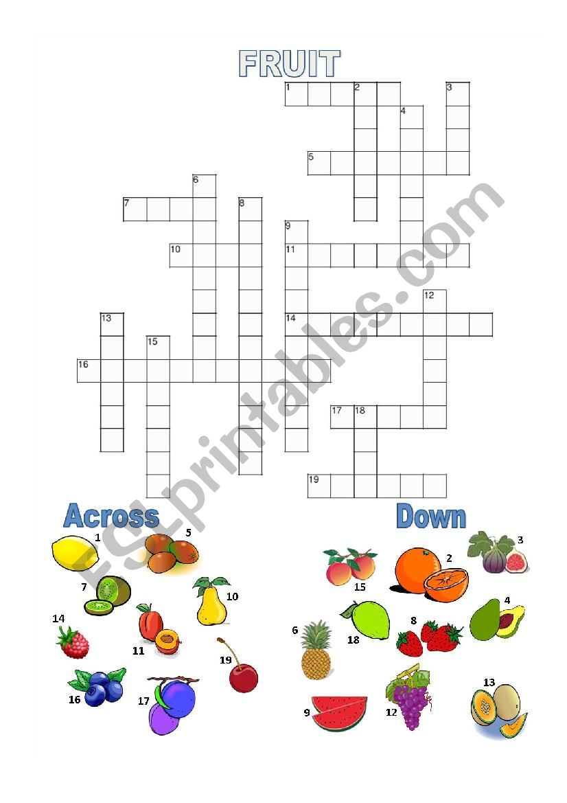 Fruit Crossword worksheet