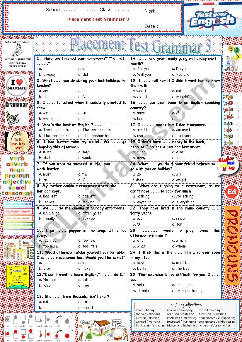 Gr Ex - Placement Test Grammar 3