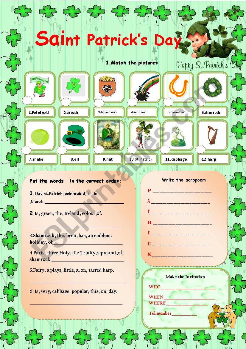 Saint Patricks Day worksheet