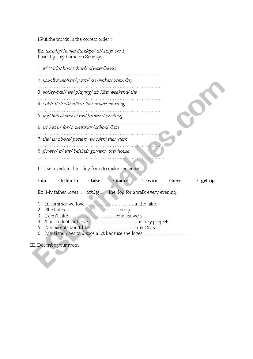 simple present tense - worksheet