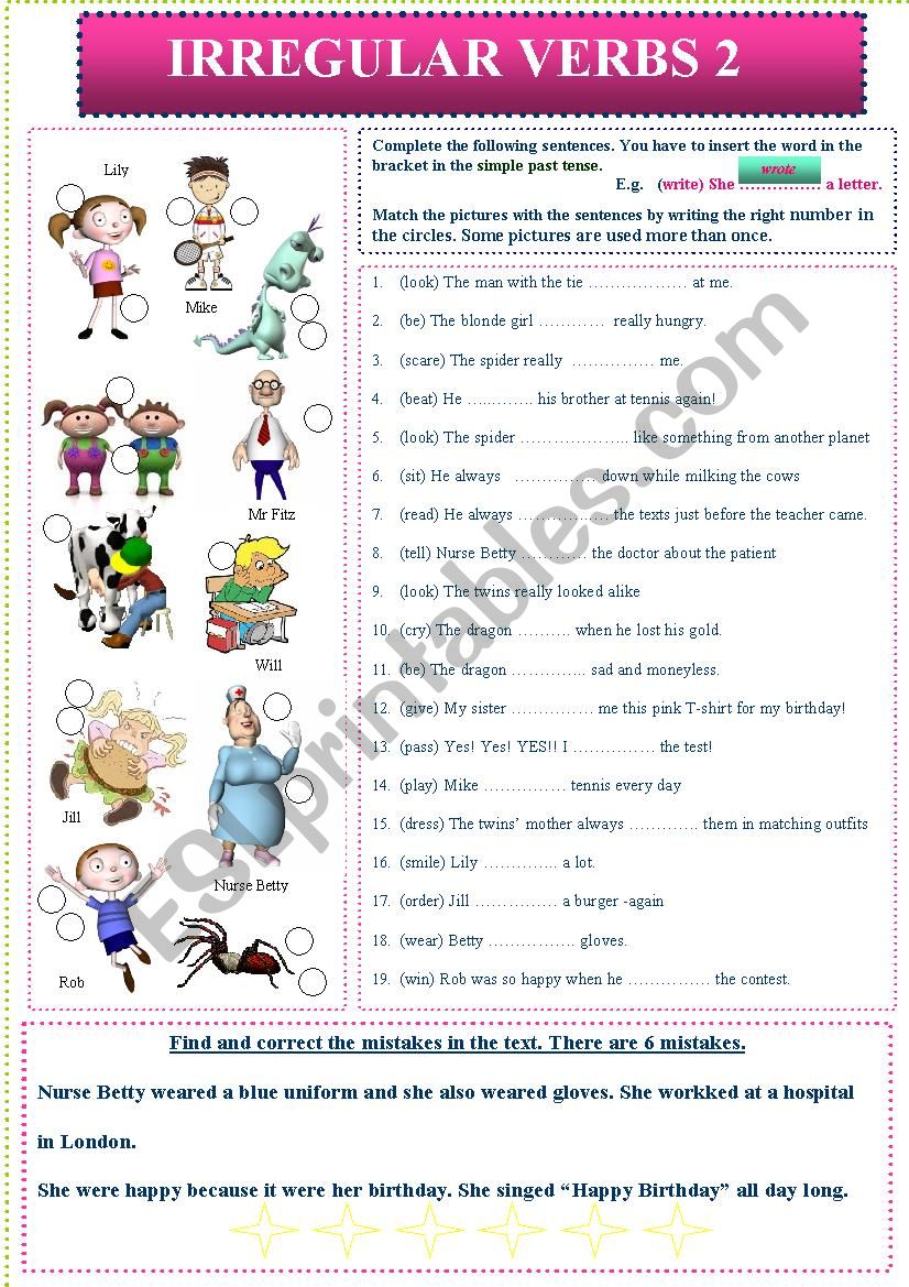 Irregular Verbs worksheet