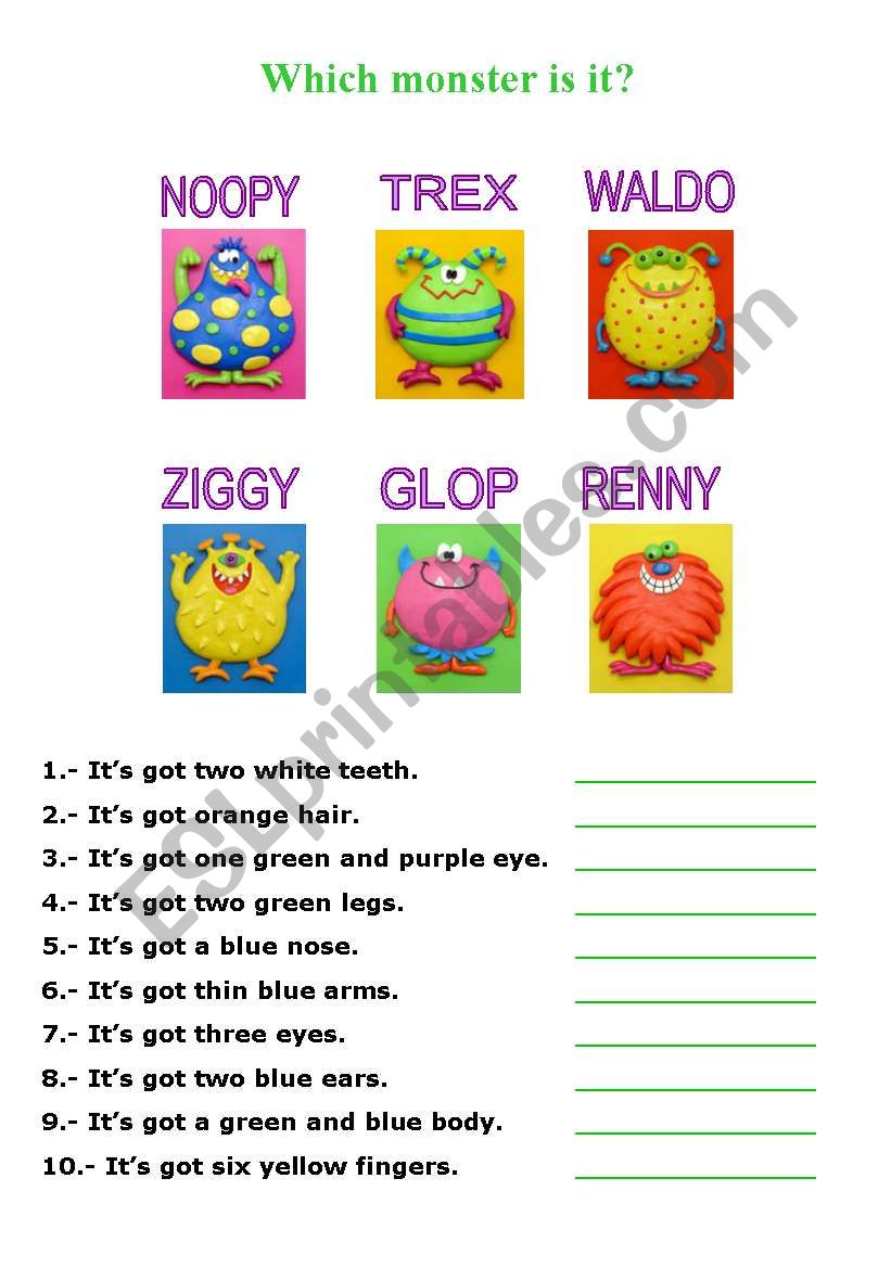 CUTE MONSTERS worksheet