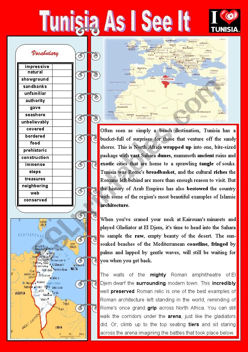 Tunisia As I See It worksheet