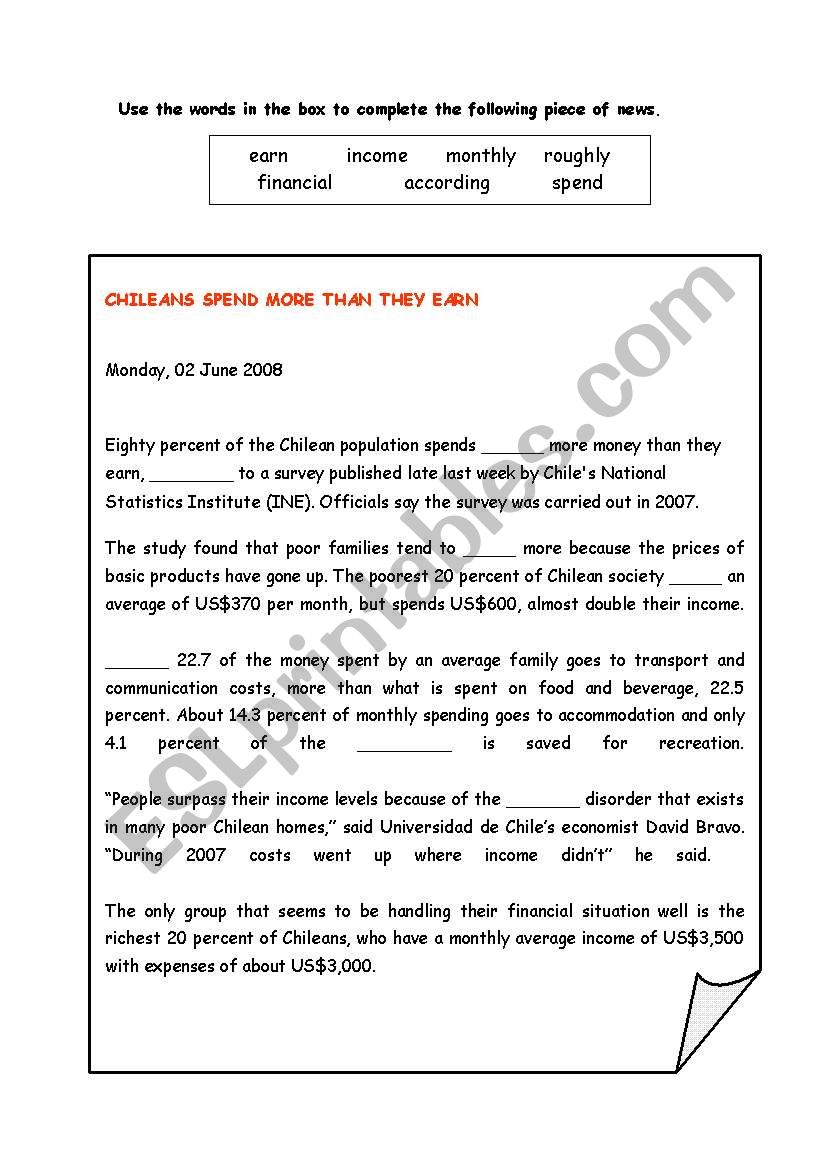 Completation activity worksheet