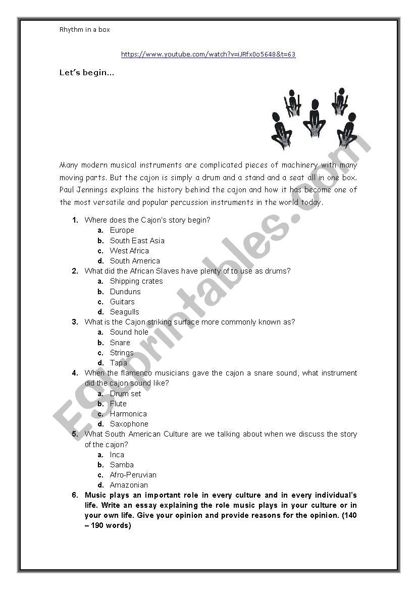 Rhythm in a box worksheet