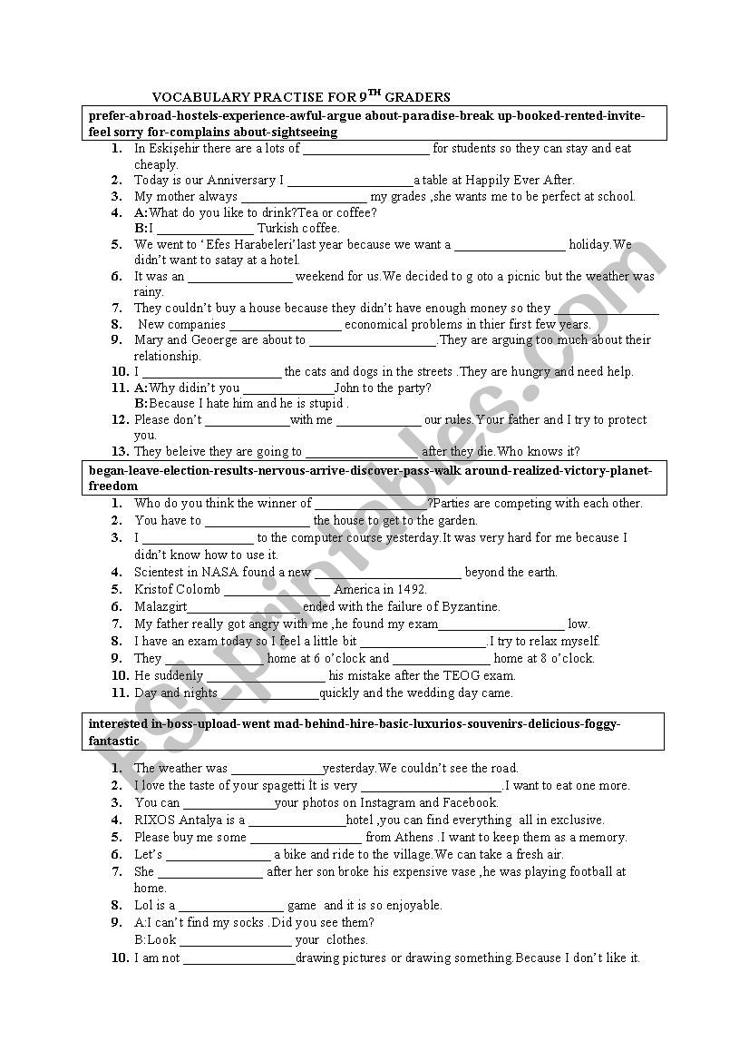 vocabulary practce for hgh school