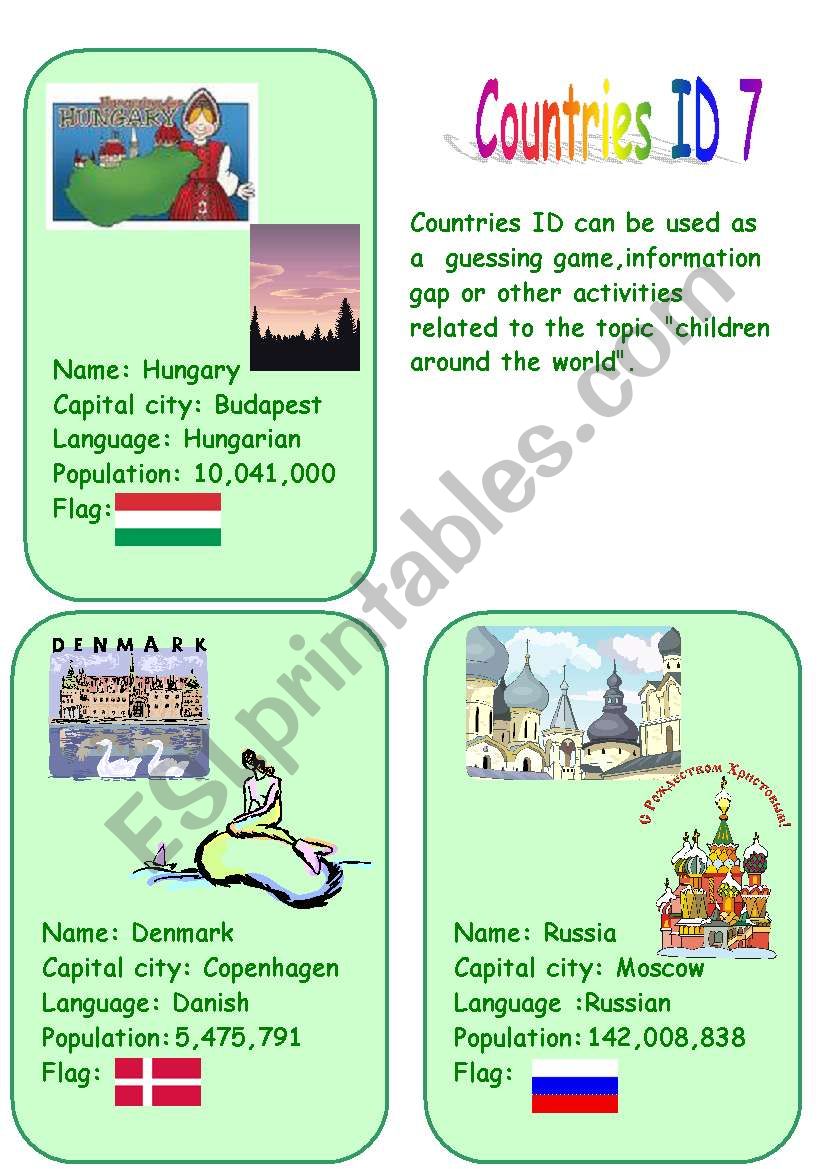 Countries ID 7 worksheet