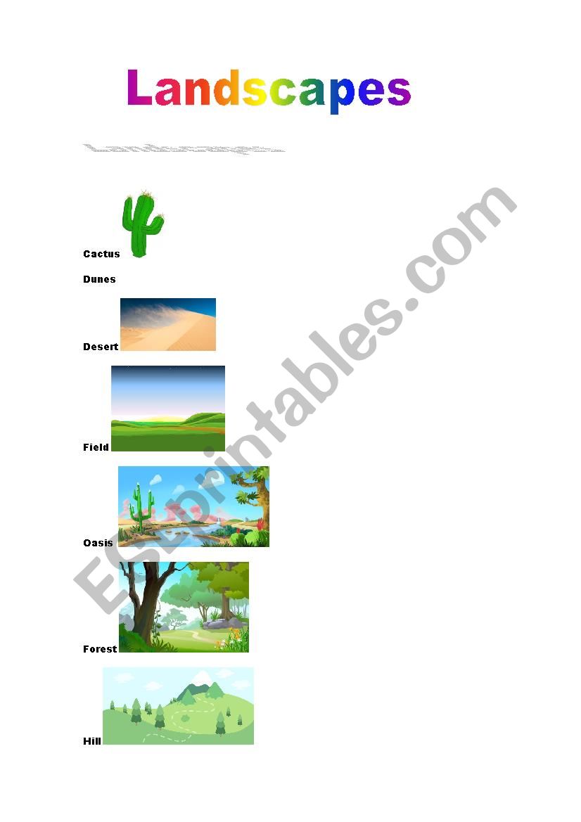 landscapes worksheet