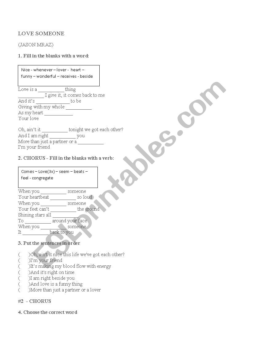 Love Someone worksheet