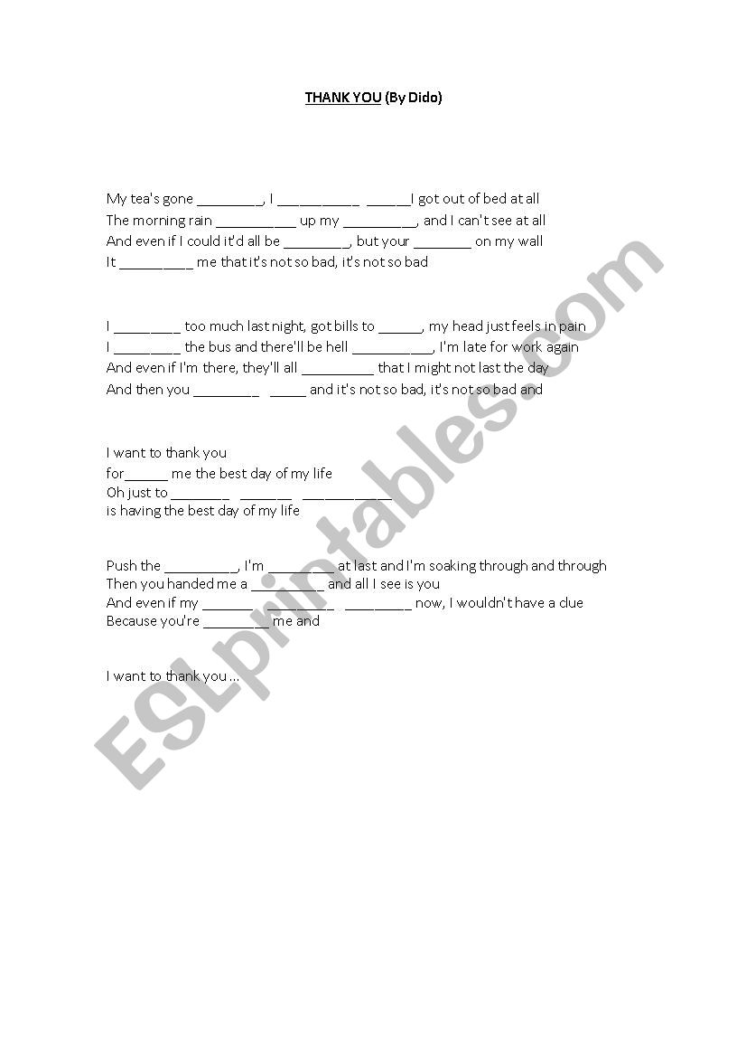 thank you - dido worksheet