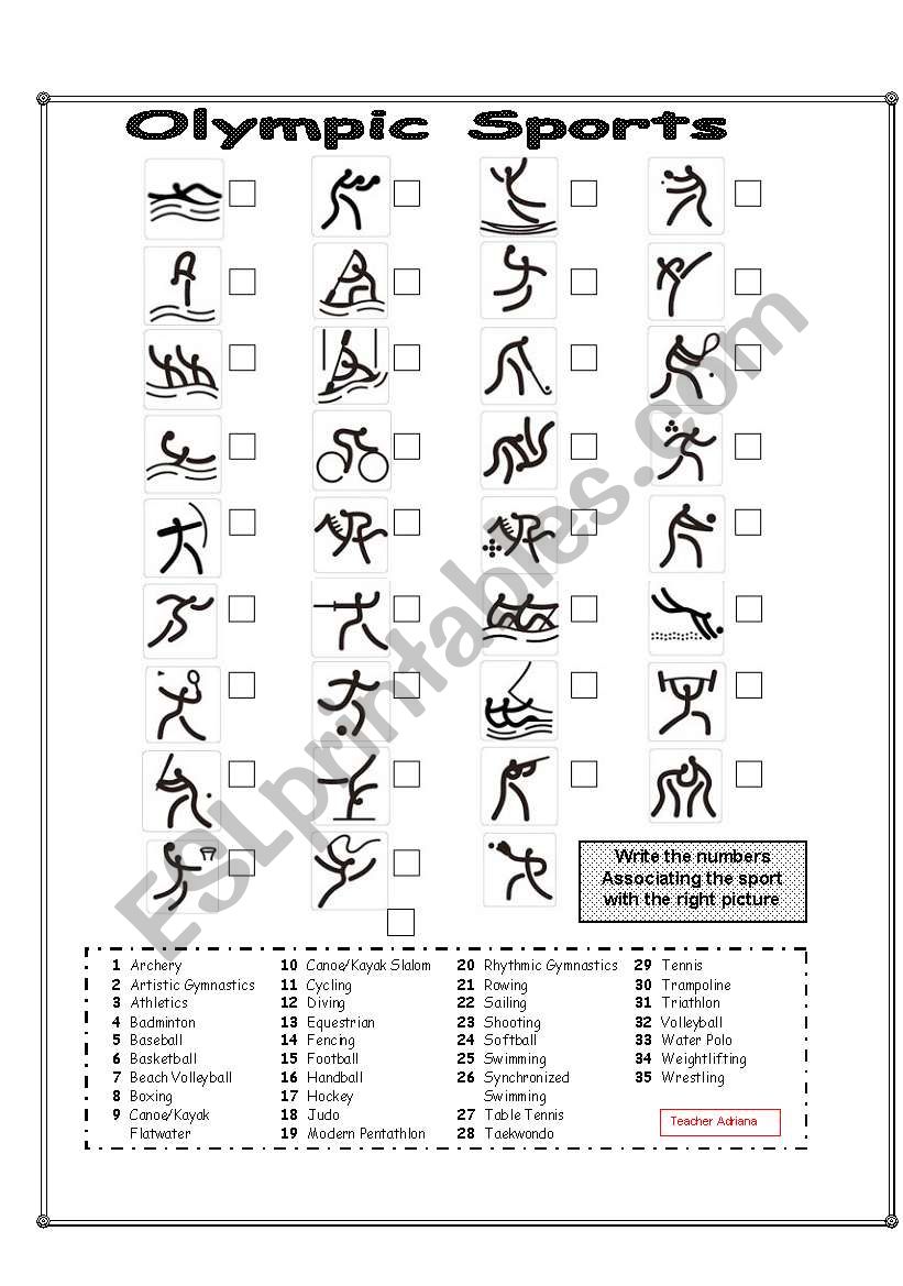 Pictogram Olympic Sports worksheet