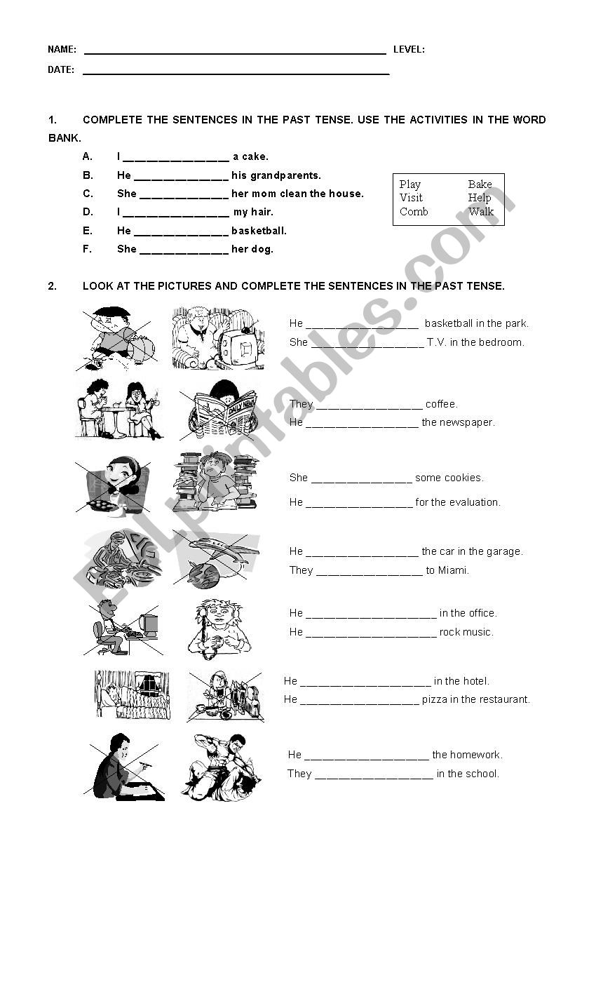 Past tense worksheet