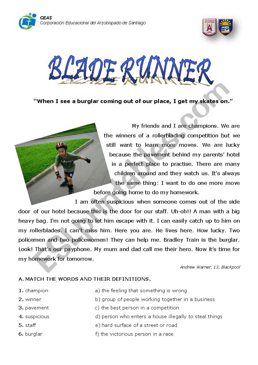 blade runner worksheet