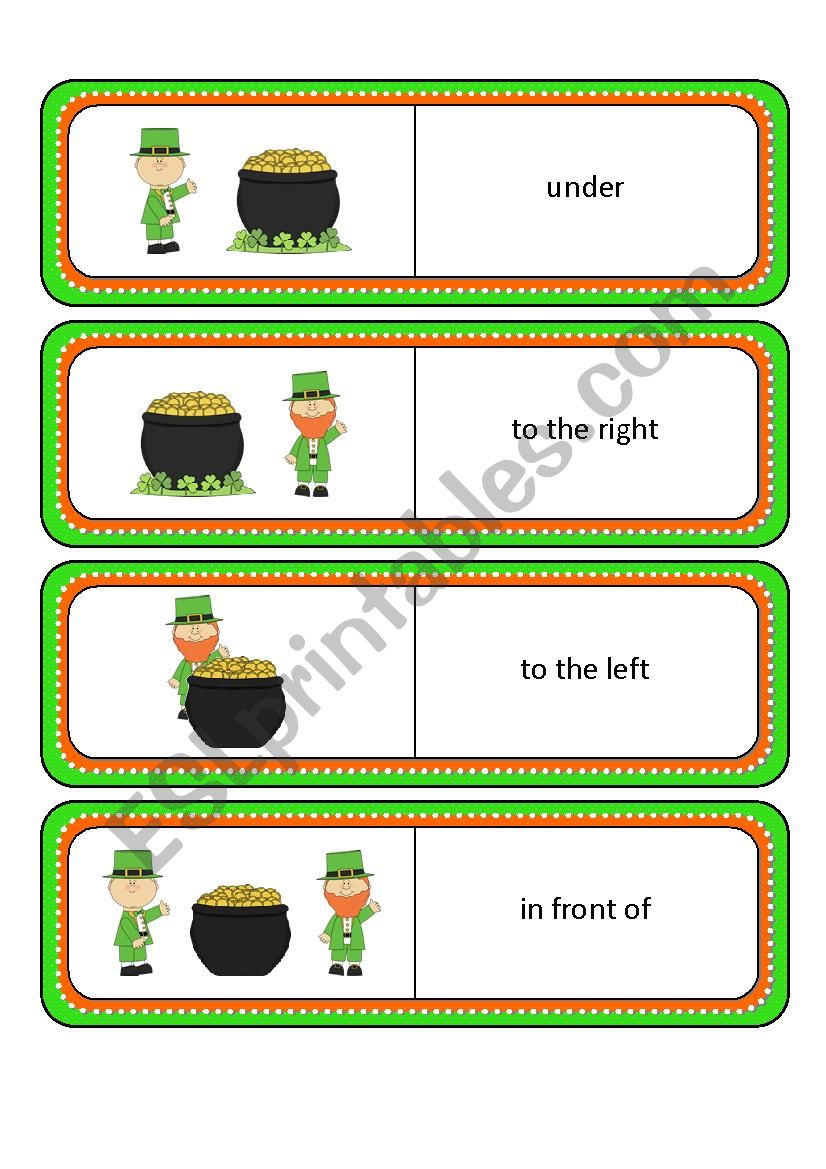 Where is the Pot of Gold Preposition Dominoes and Memory Cards