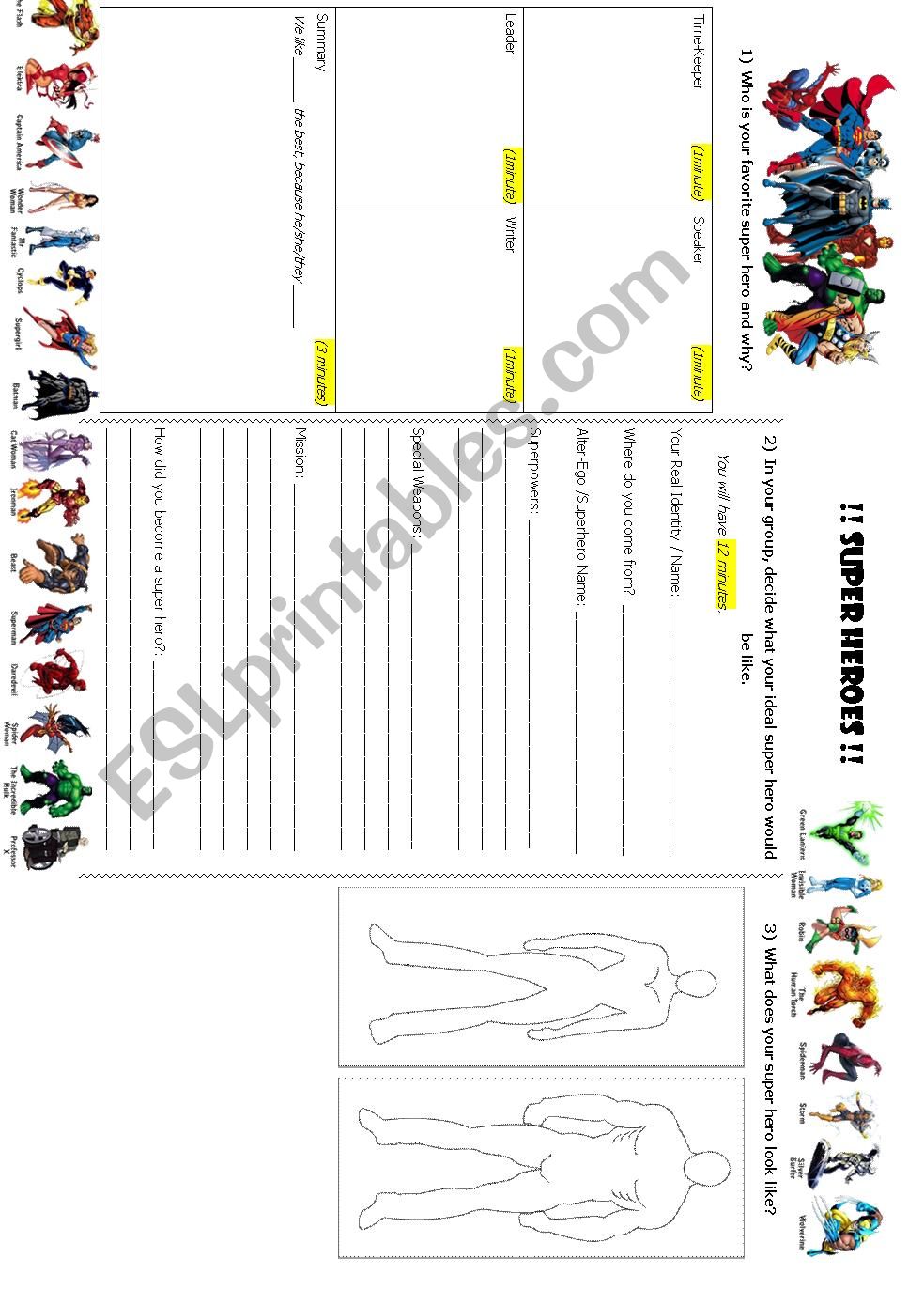 Super Heroes - Discussion worksheet