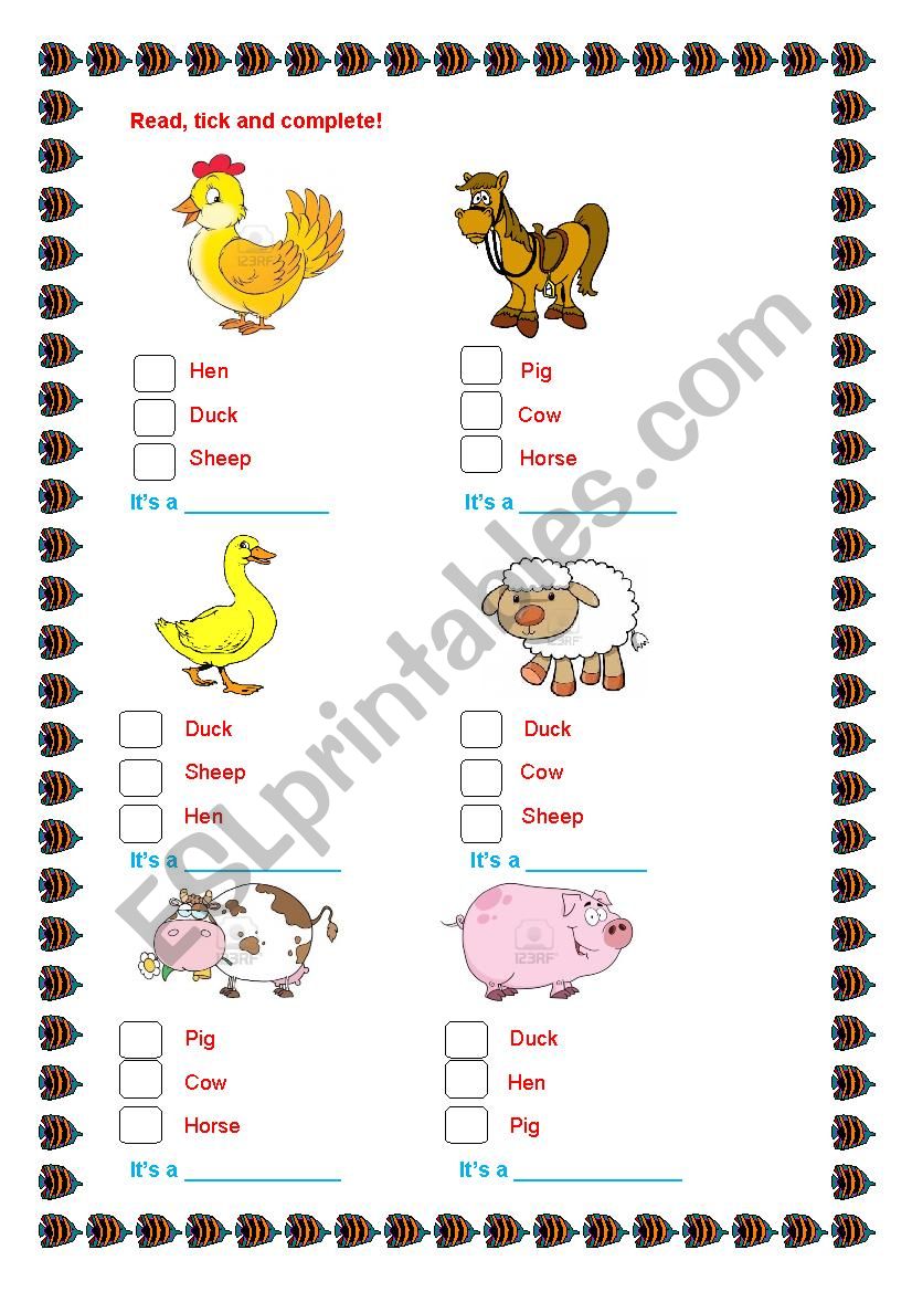 FARM ANIMALS worksheet