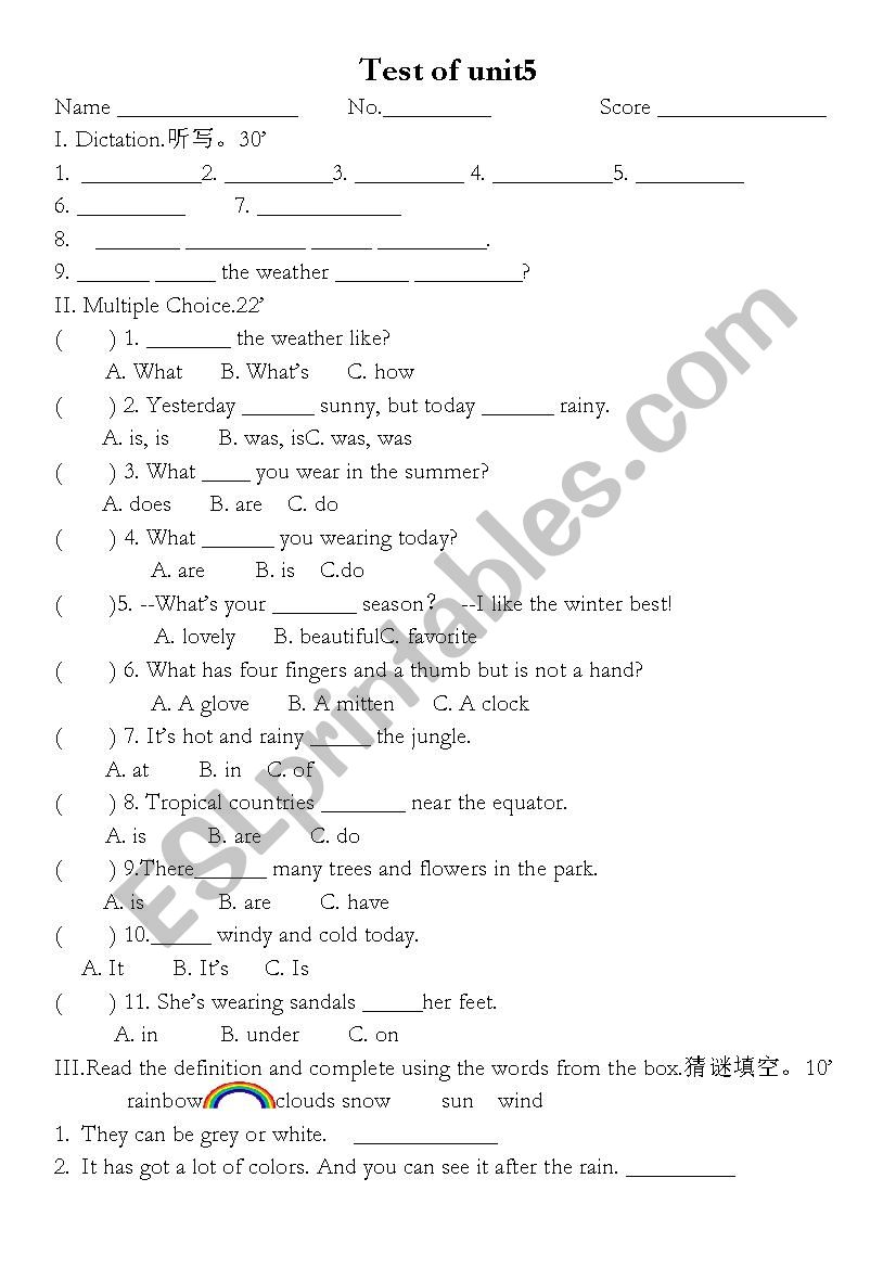 weather  worksheet