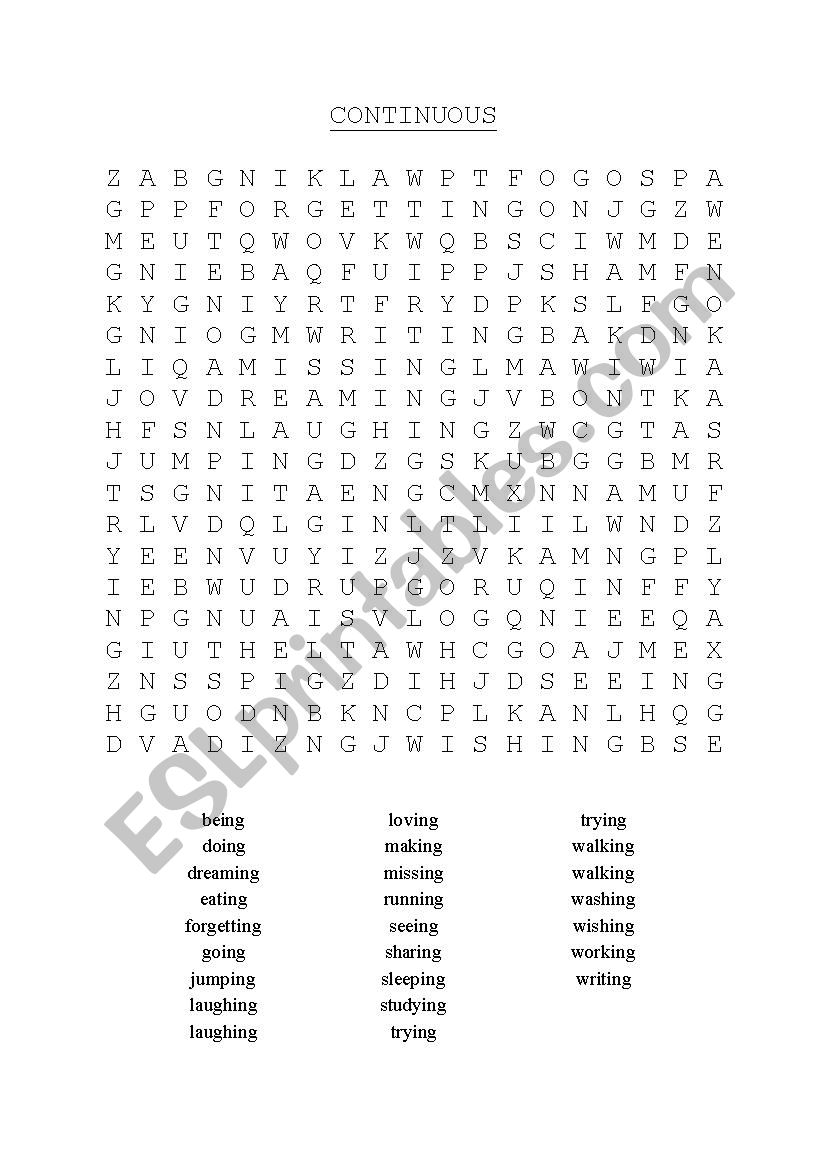 Wordsearch worksheet