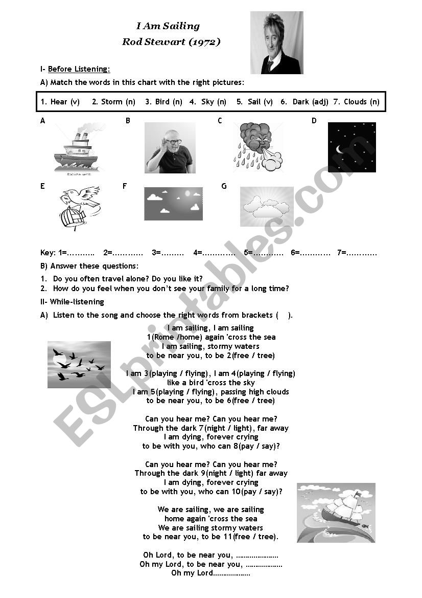 I am Sailing worksheet