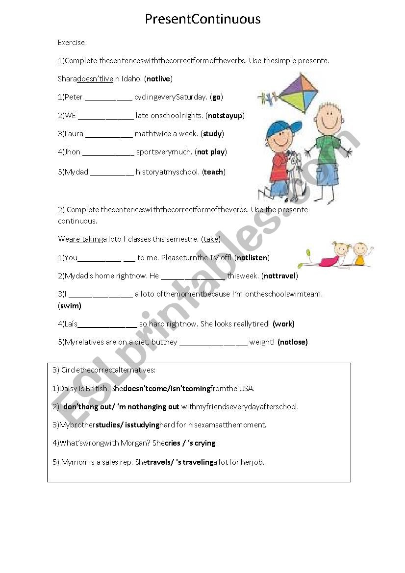 Present Continuous worksheet