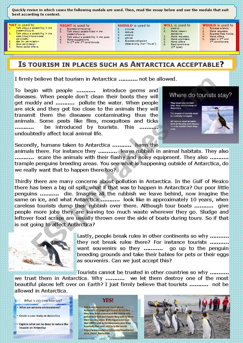 Gr - Opinion Essay + Modals  + KEY - Is tourism in places such as Antarctica acceptable?