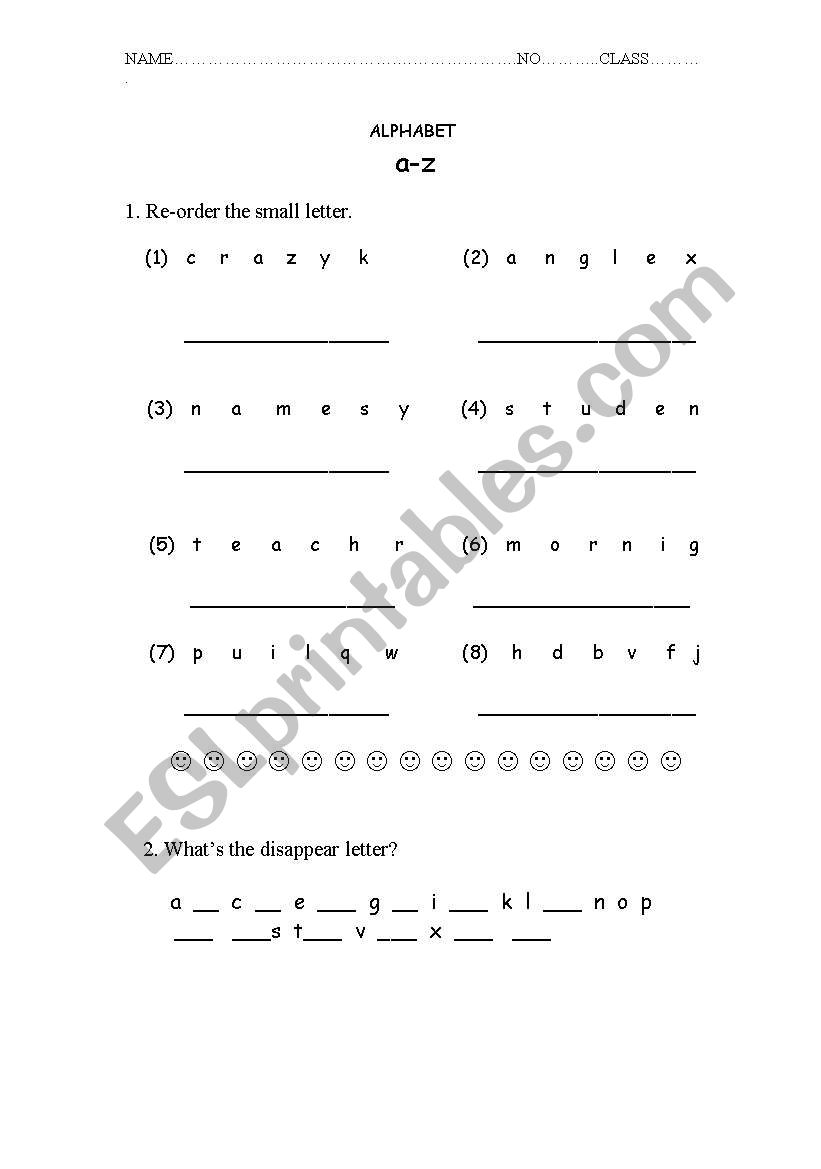 Small Letters worksheet