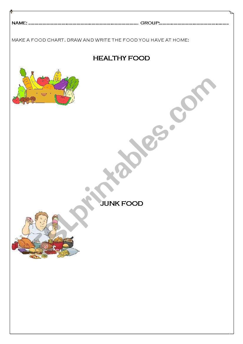 Healthy food x Junk food worksheet