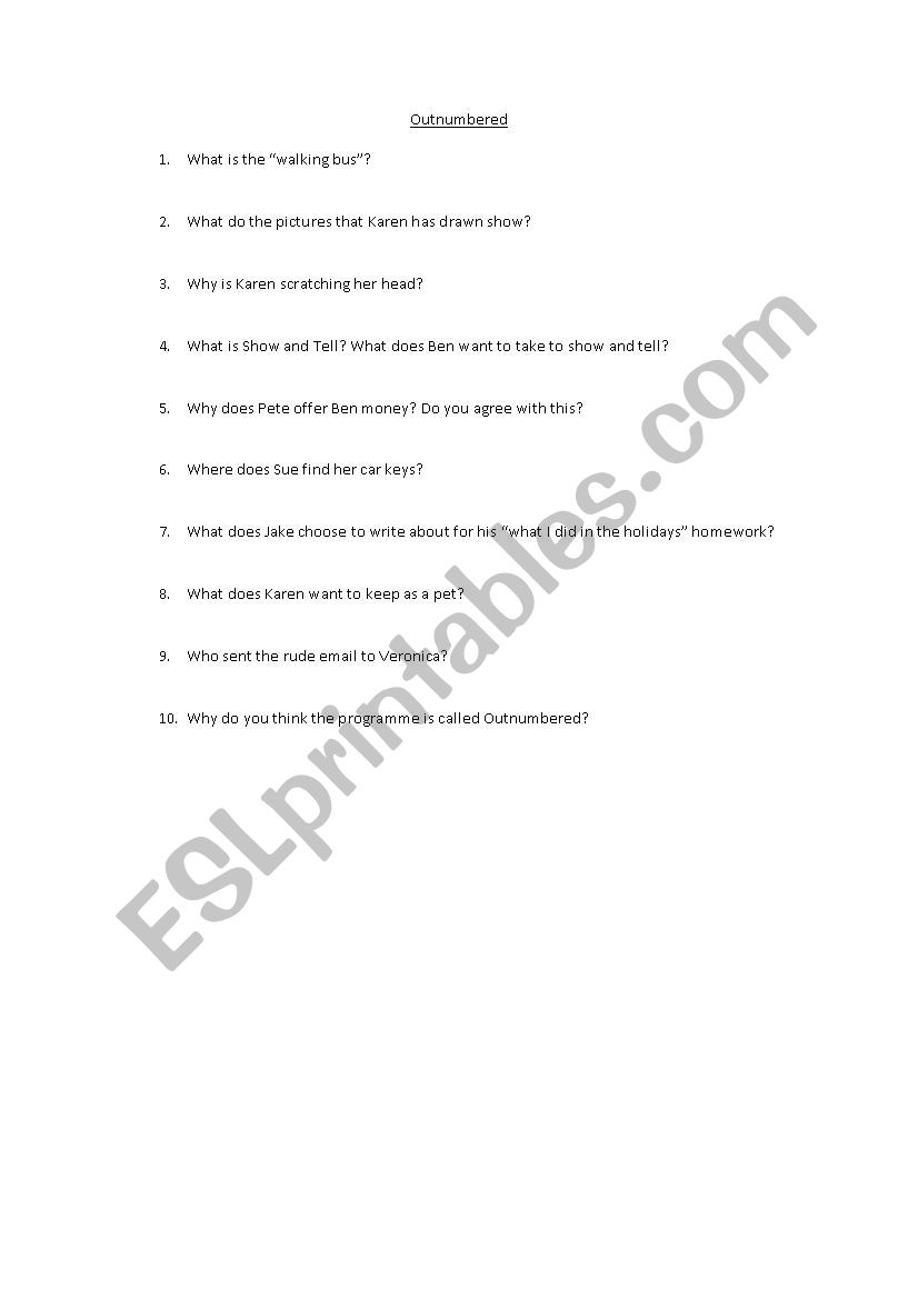 Outnumbered Series 1 Episode 1 - Questions