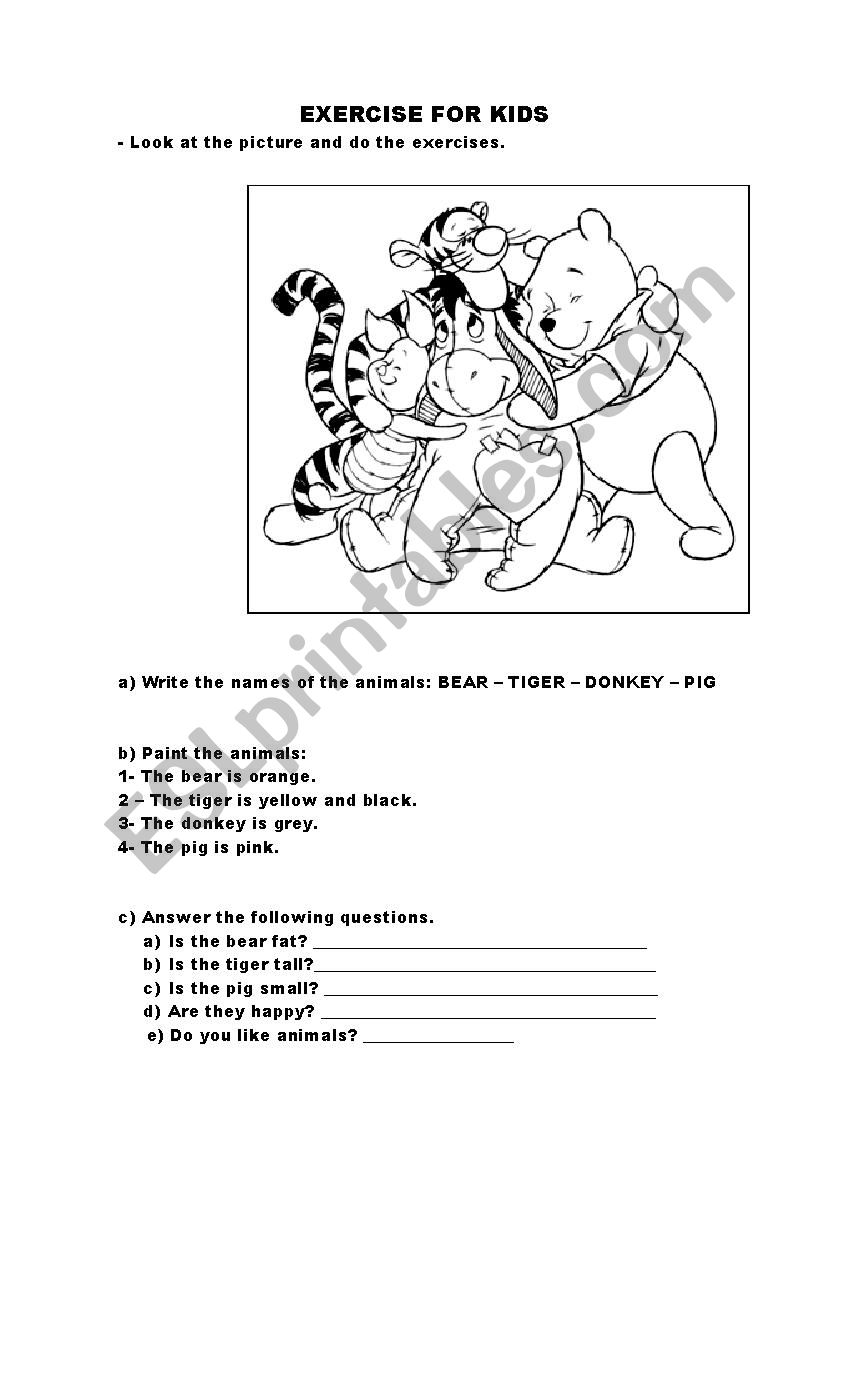 EXERCISE FOR KIDS worksheet