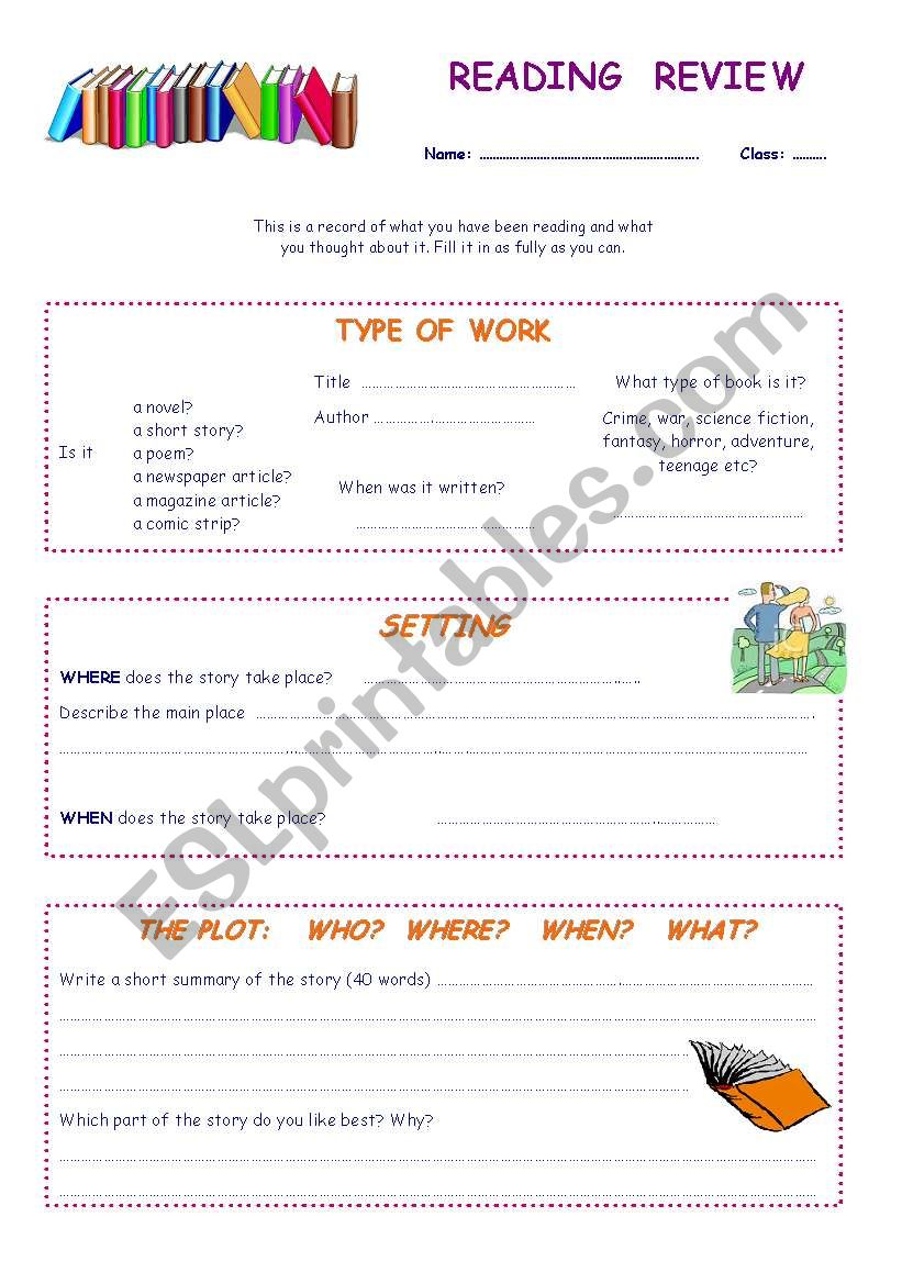 Reading review worksheet