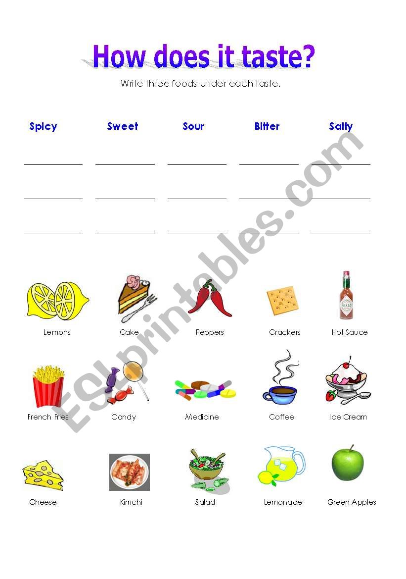 How does it taste? worksheet