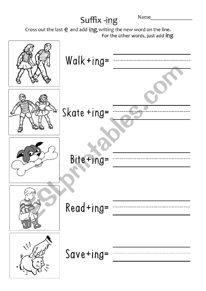 Suffix -ing Year 1  #2 worksheet