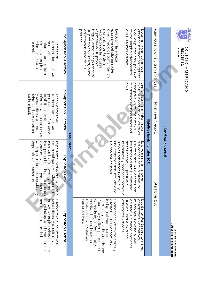 Planning worksheet