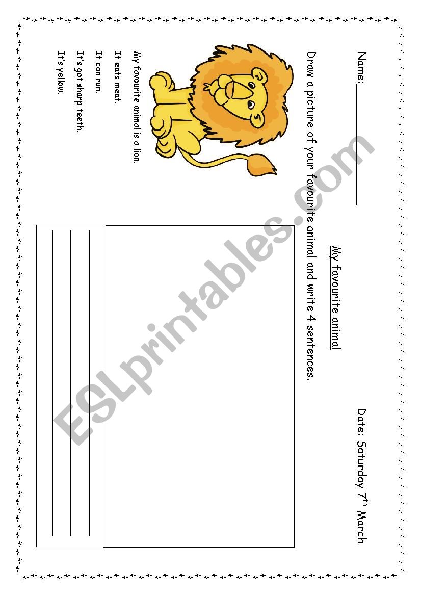 My Favourite Animal worksheet