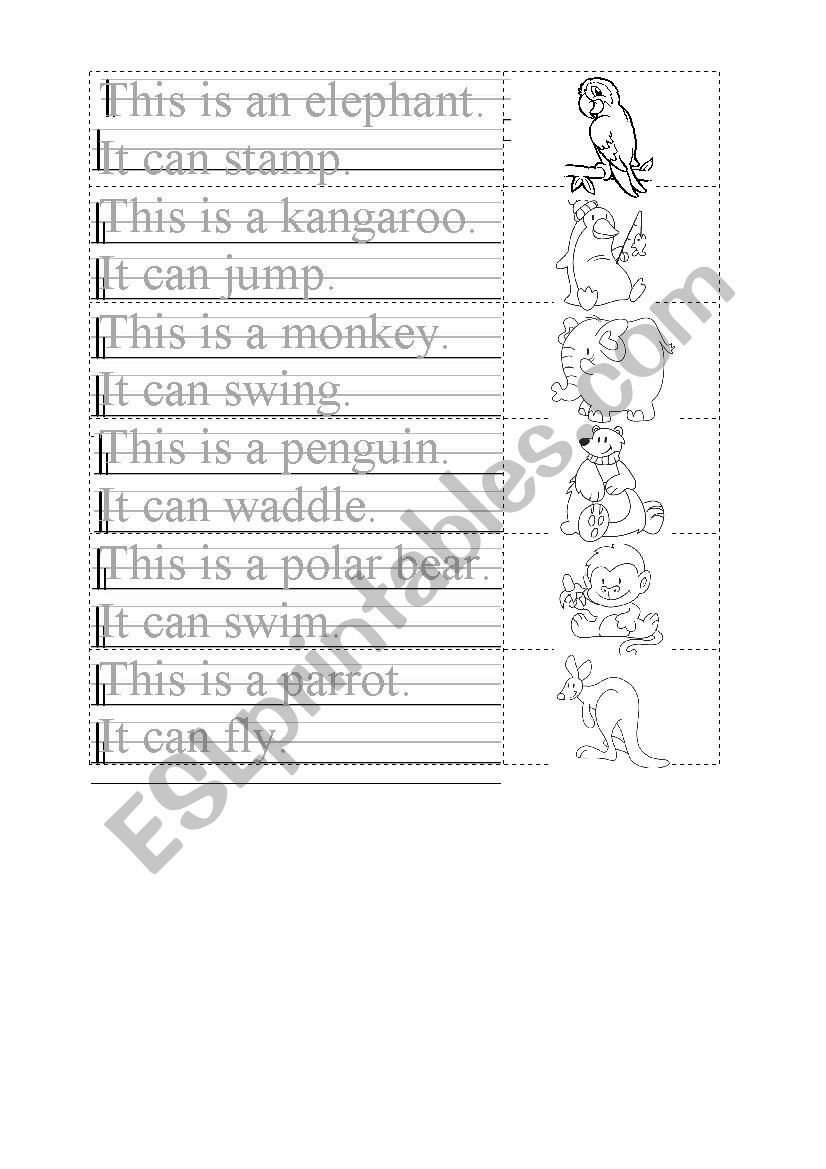 Zoo, Animals, Can worksheet
