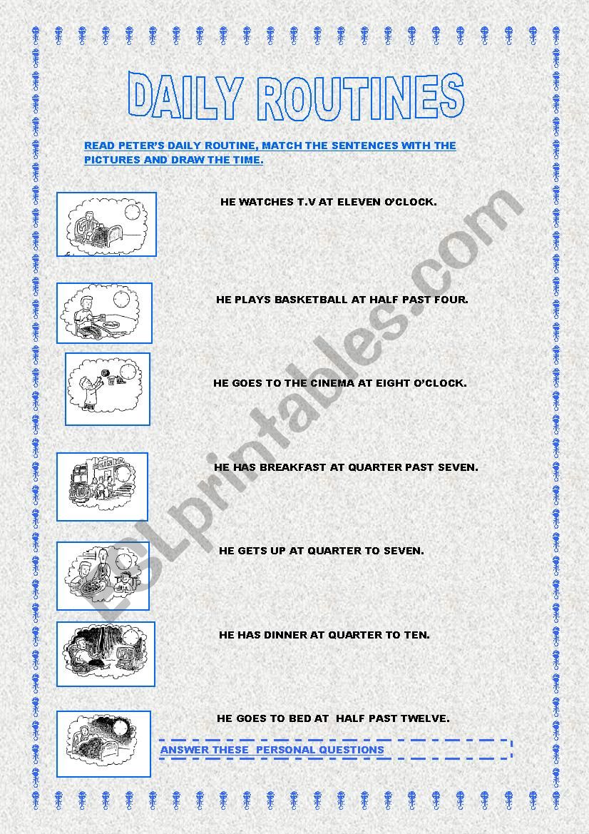 daily routine worksheet