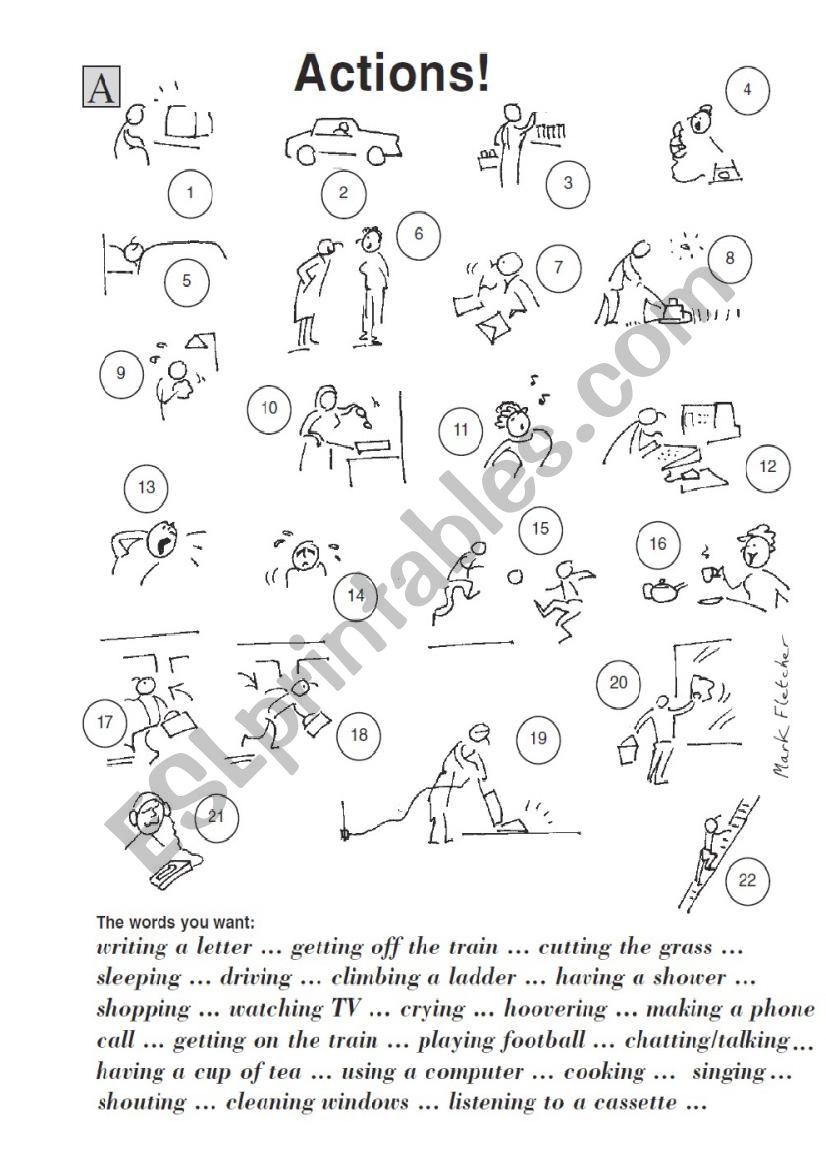 ACTION VERBS TENSE worksheet