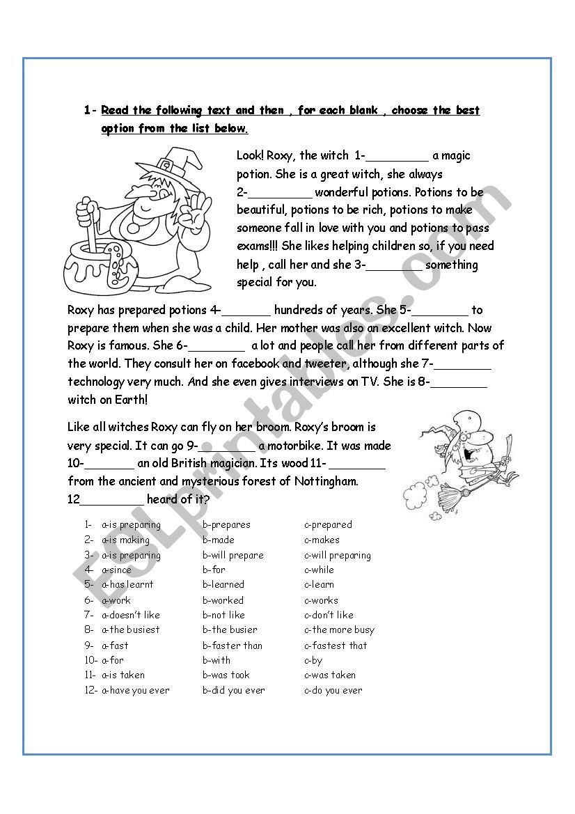 Halloween based test worksheet