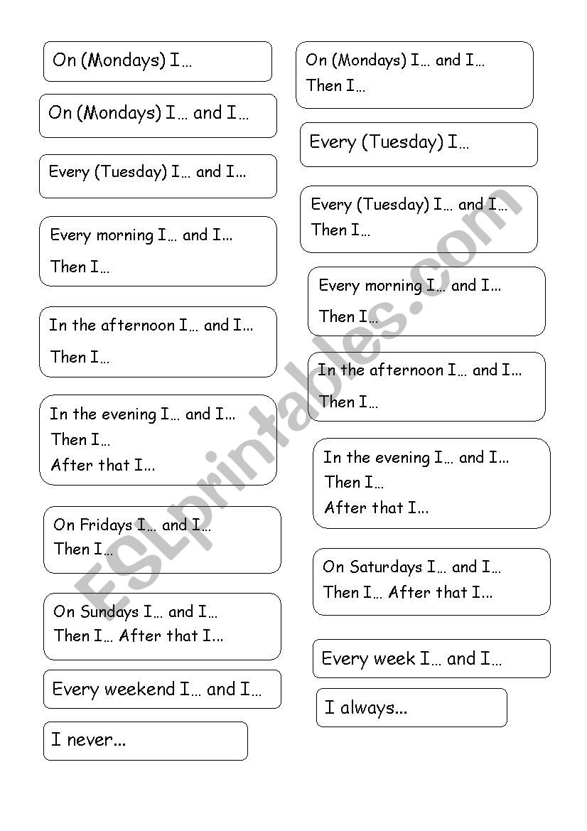 routine activities worksheet