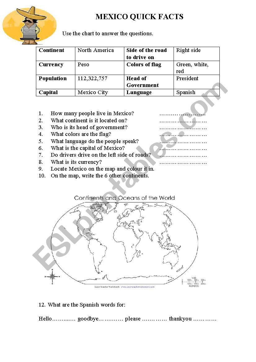 Mexico Quick Facts worksheet