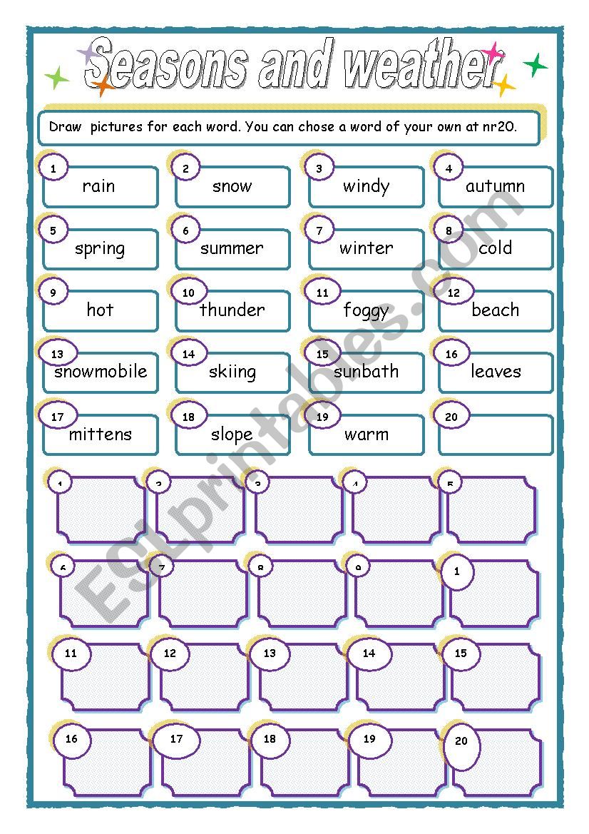 Weather and seasons worksheet