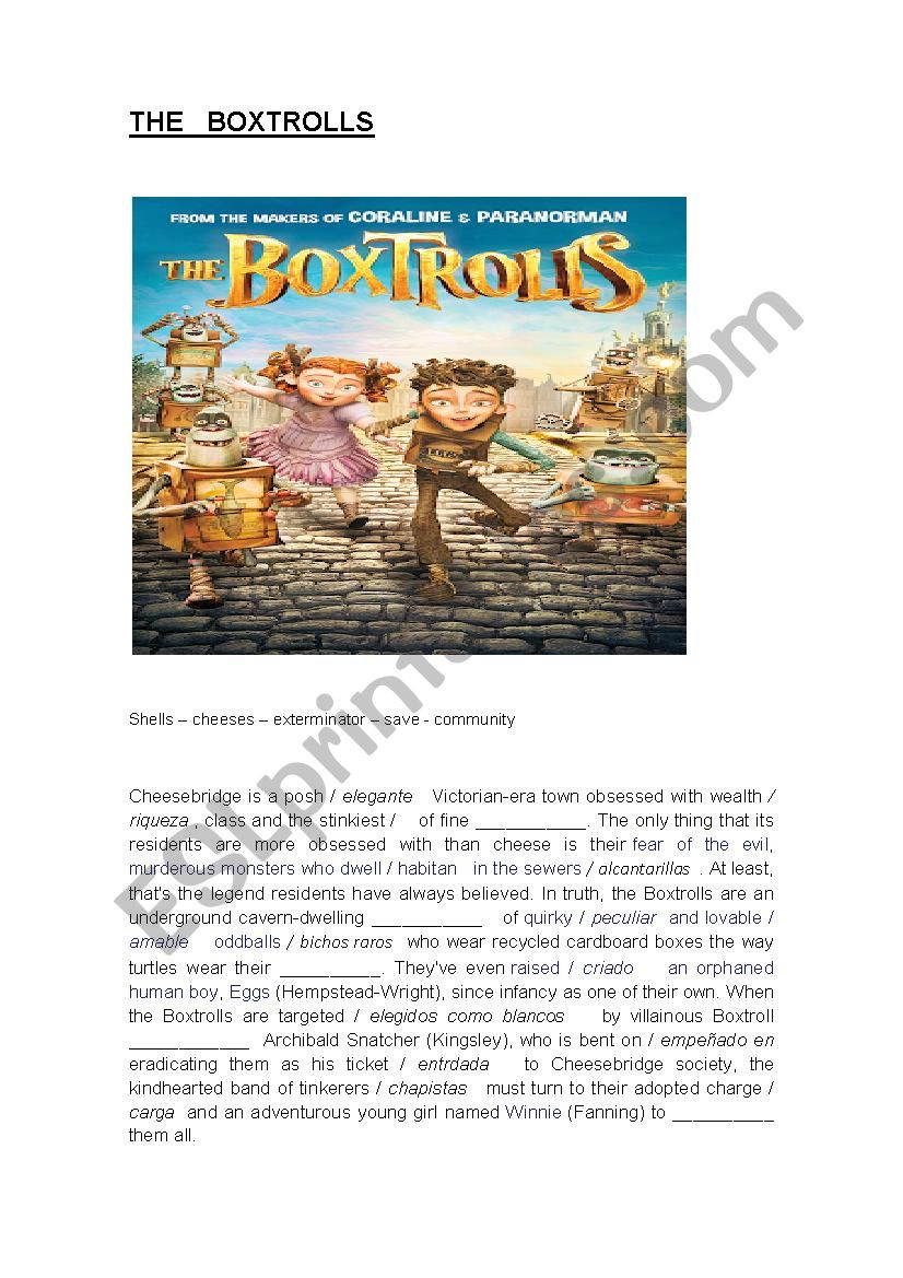 The Boxtrolls summary worksheet
