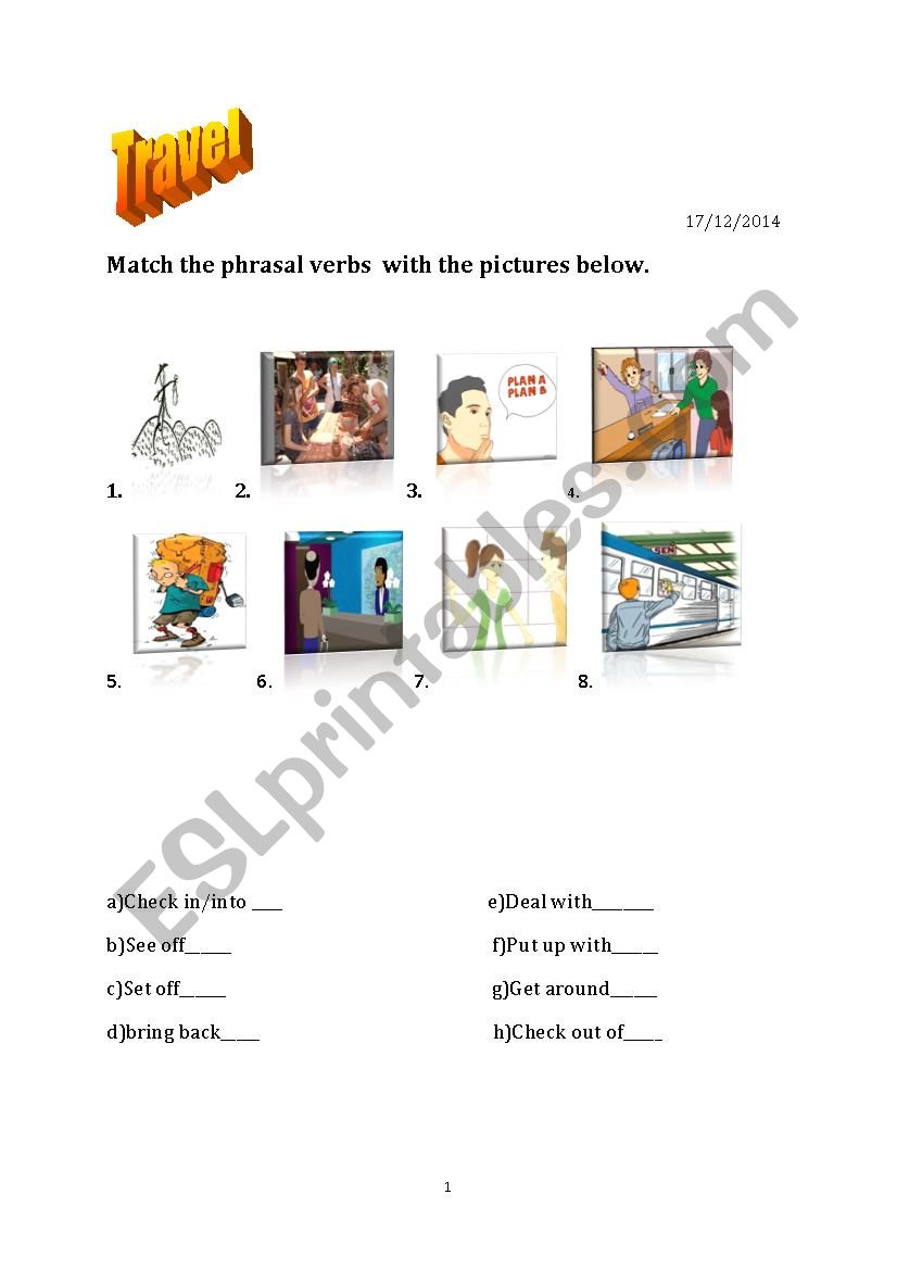 travel worksheet