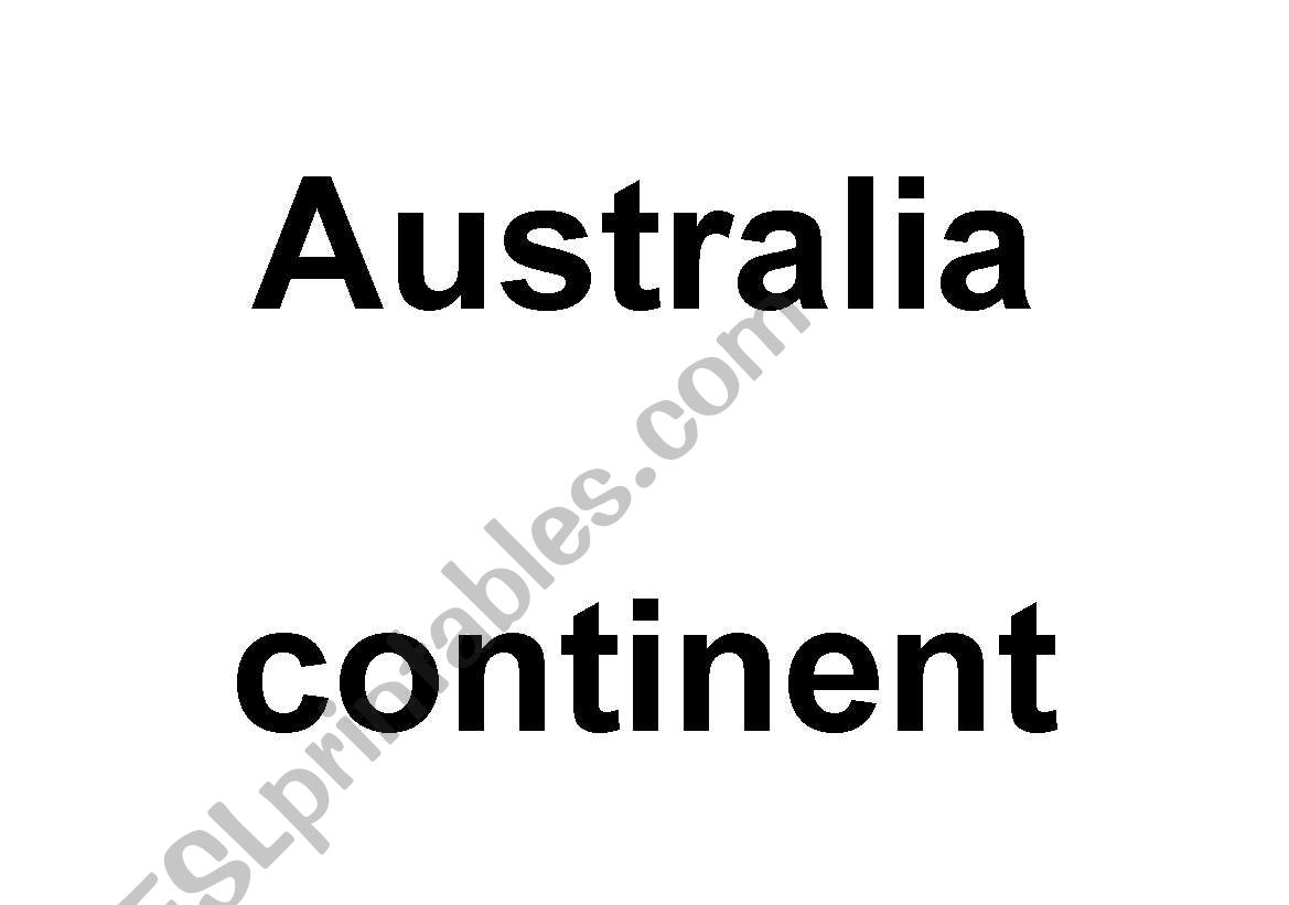 australia vocab worksheet