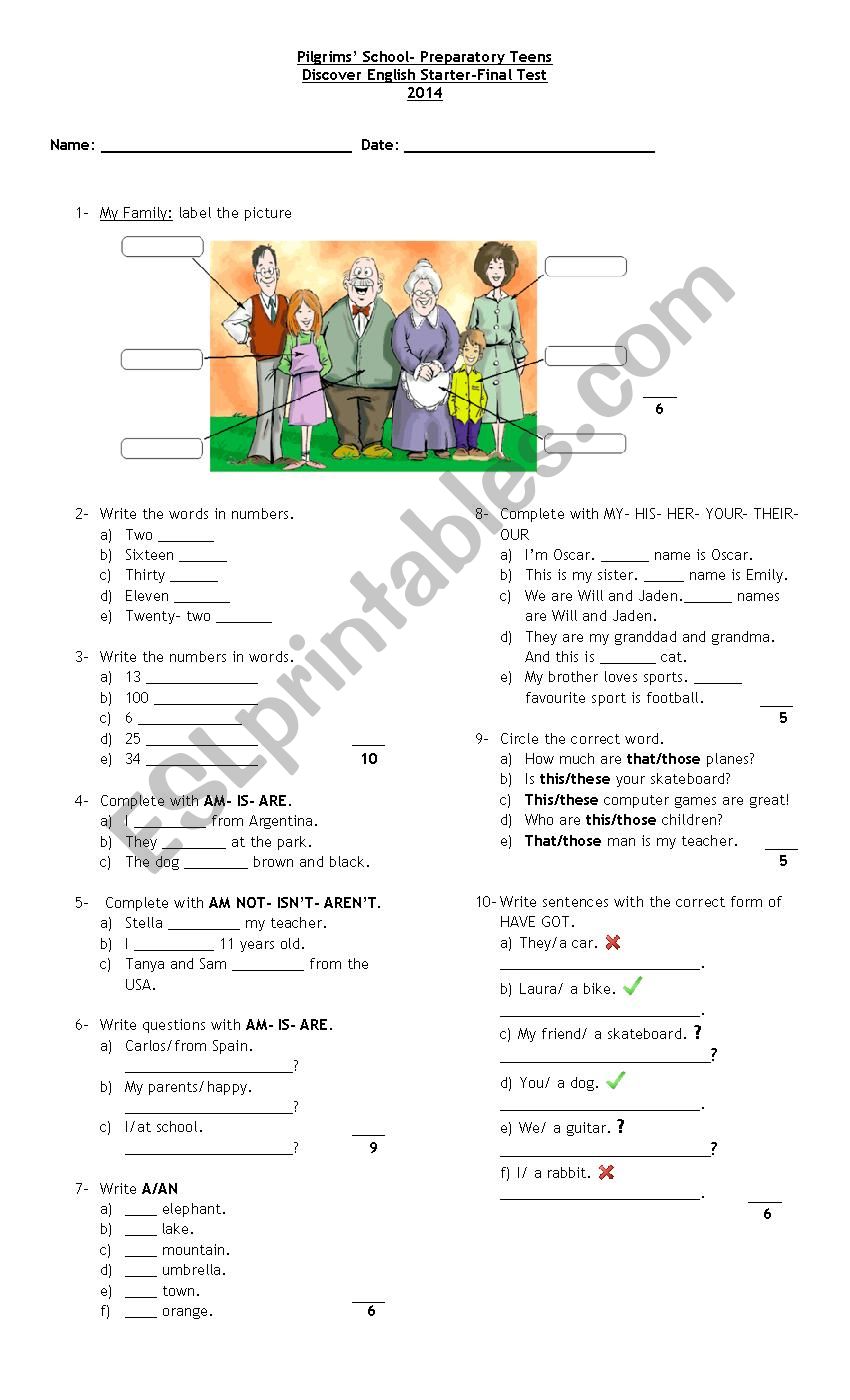 Final Test Preparatory Teens worksheet